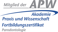 Mitglied der Akademie Praxis und Wissenschaft - Fortbildungszertifikat Parodontologie